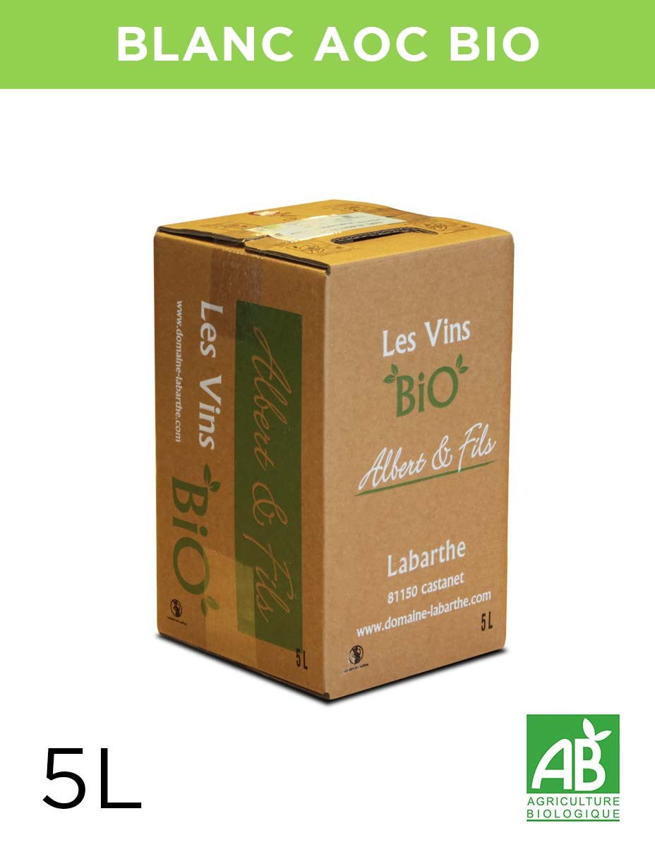 Vin blanc sec 12° 5L Gaillac AOC Bio - Domaine de Labarthe