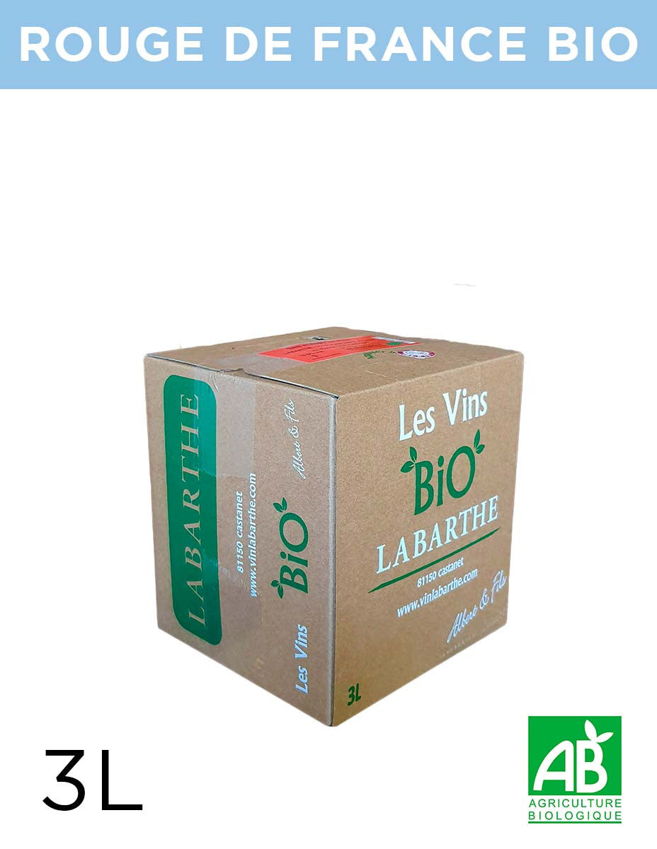 Organic red wine from France 12° 3L