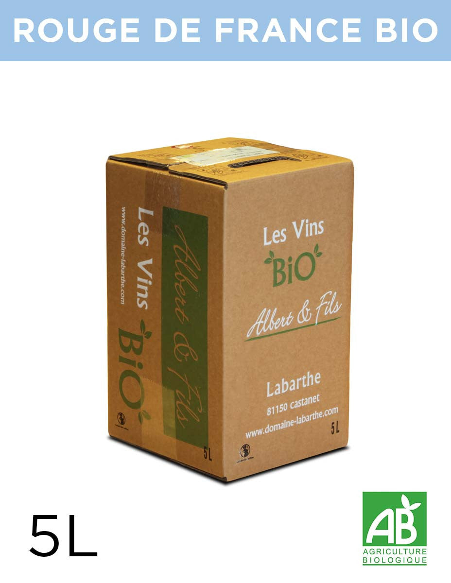 Vin rouge de France 12° 5L Bio